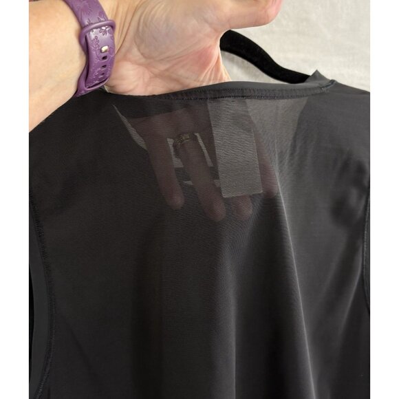 ATHLETA Women Crop Top Mesh Back Sleeveless Stretch Sz L Black Workout Gym 3-18 - Picture 5 of 10